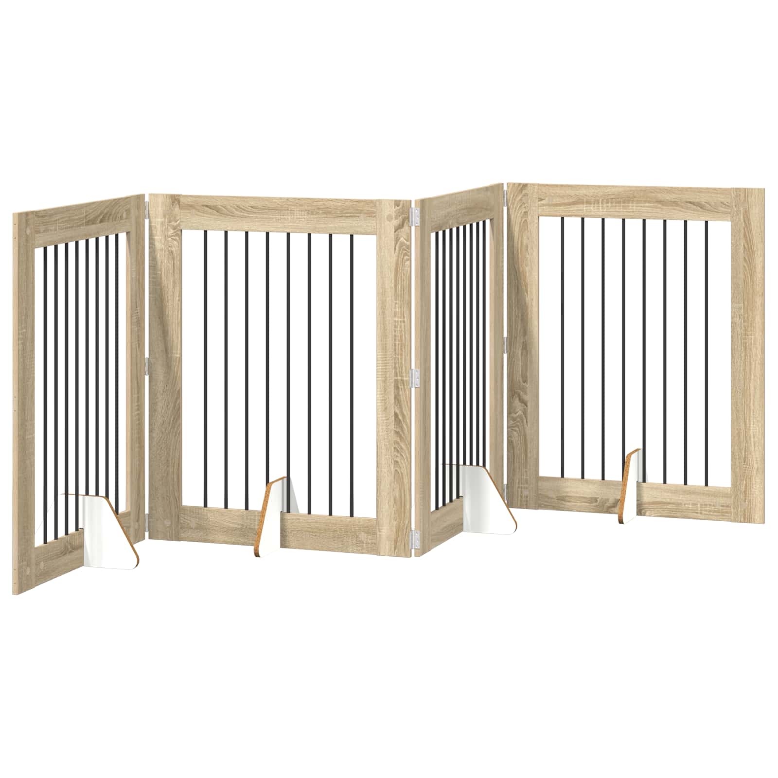 Cancello per cani con supporti 4 pcs Rovere Sonoma 80 x 100 cm | homemem39