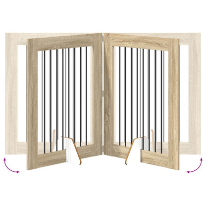Cancello per cani con supporti 4 pcs Rovere Sonoma 80 x 100 cm | homemem39