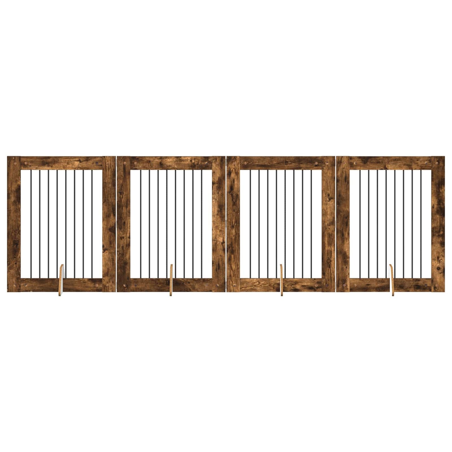Cancello per cani con supporti 4 pcs Rovere Fumo 80 x 100 cm | homemem39