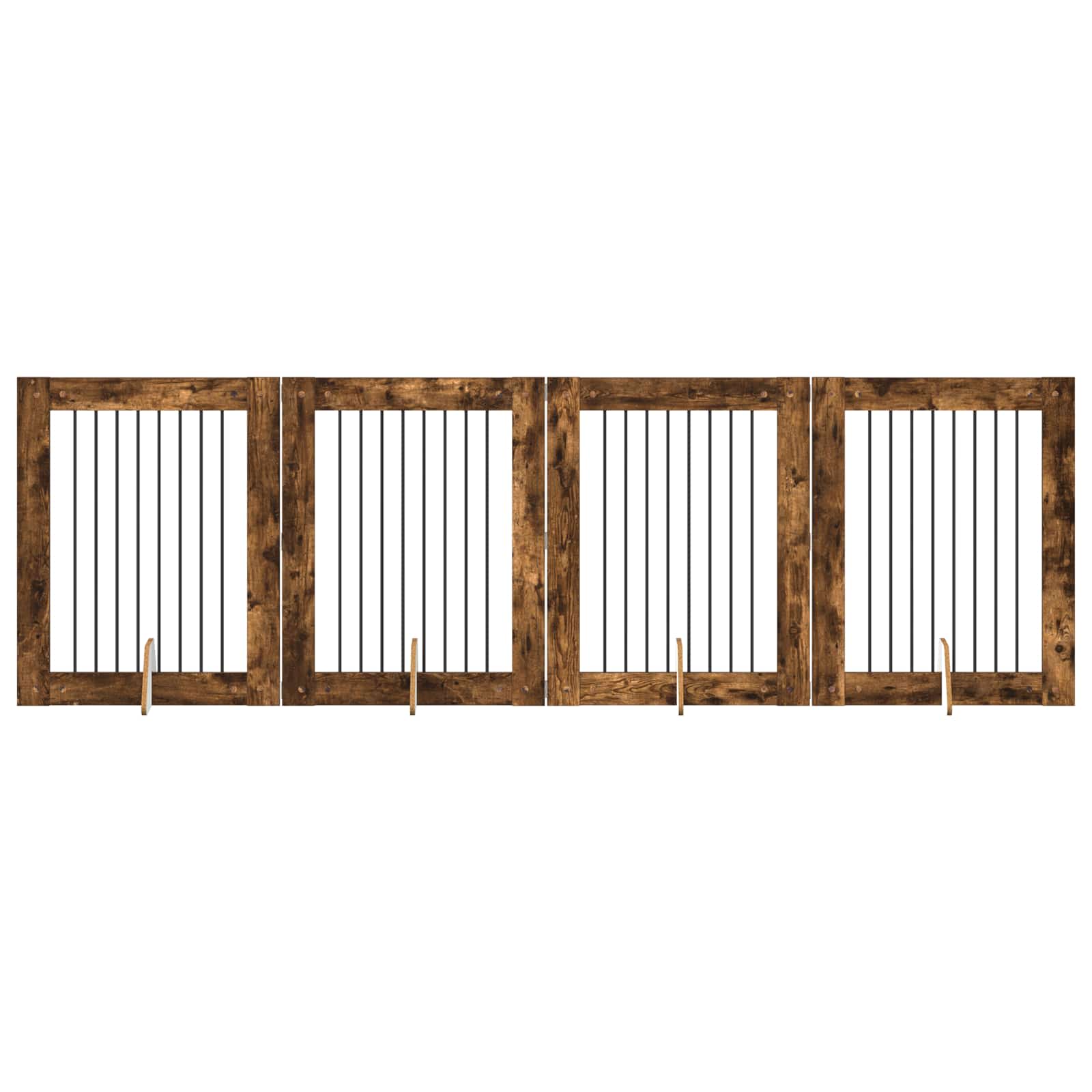 Cancello per cani con supporti 4 pcs Rovere Fumo 80 x 100 cm | homemem39