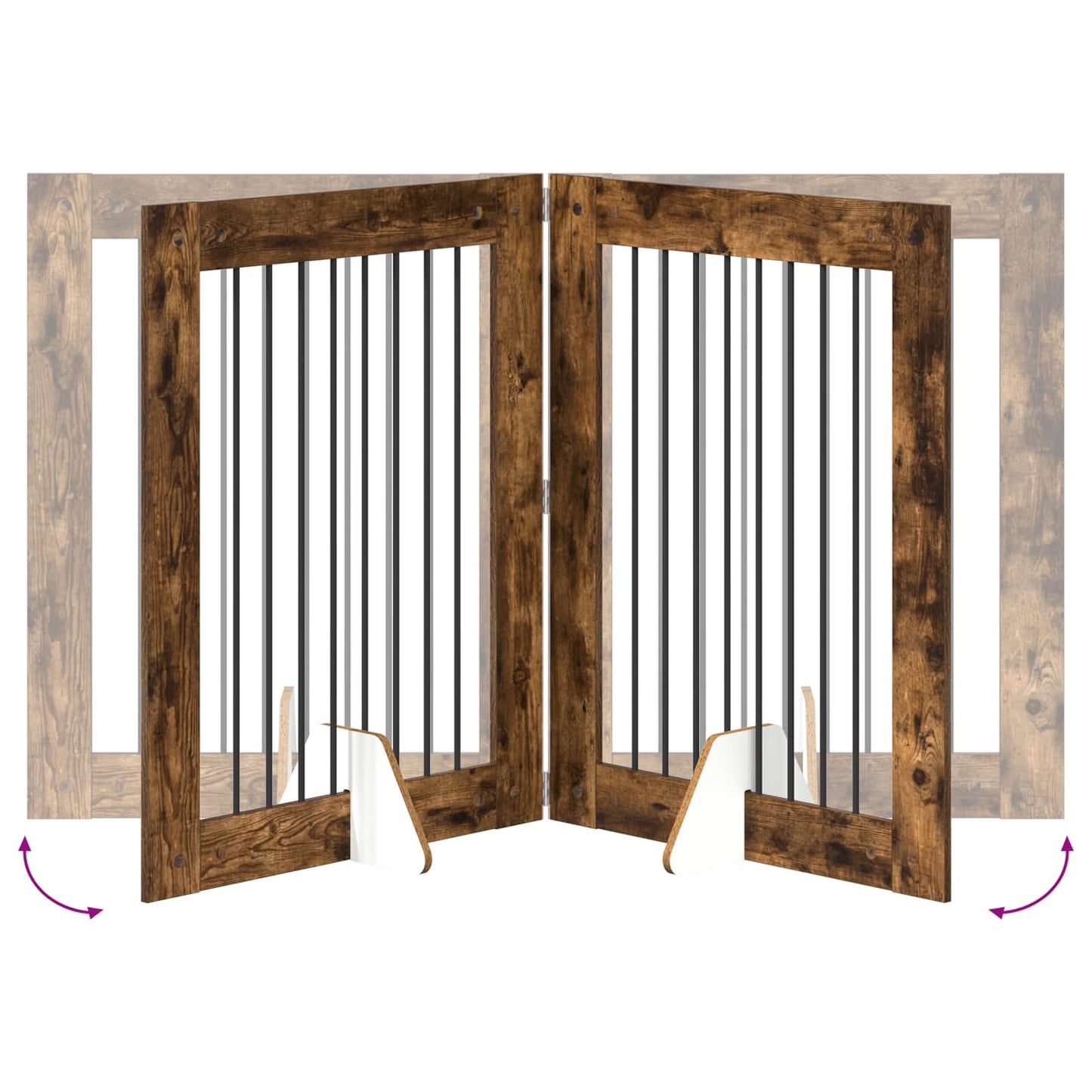 Cancello per cani con supporti 4 pcs Rovere Fumo 80 x 100 cm | homemem39