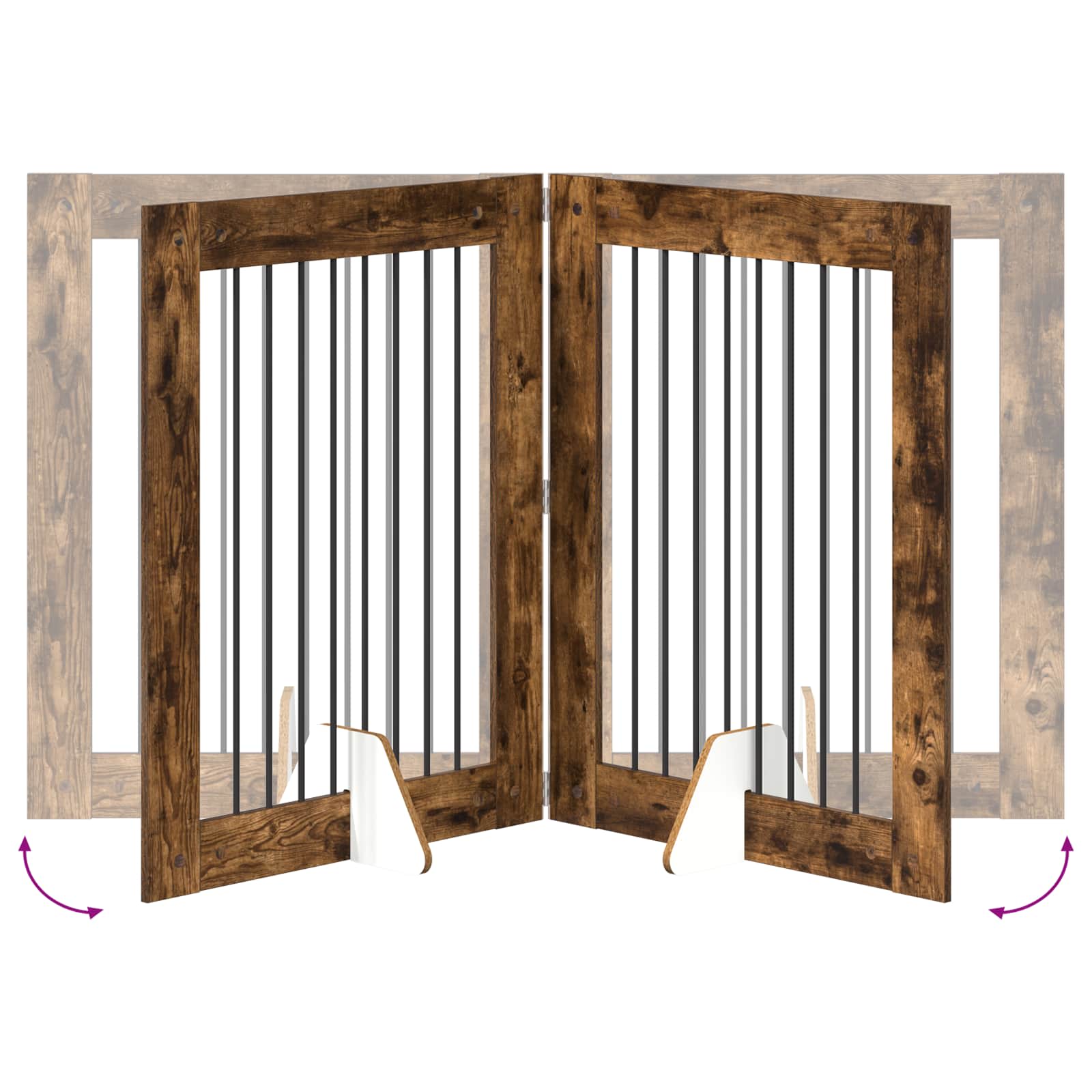 Cancello per cani con supporti 4 pcs Rovere Fumo 80 x 100 cm | homemem39