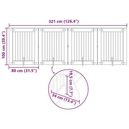 Cancello per cani con supporti 4 pcs Rovere Fumo 80 x 100 cm | homemem39