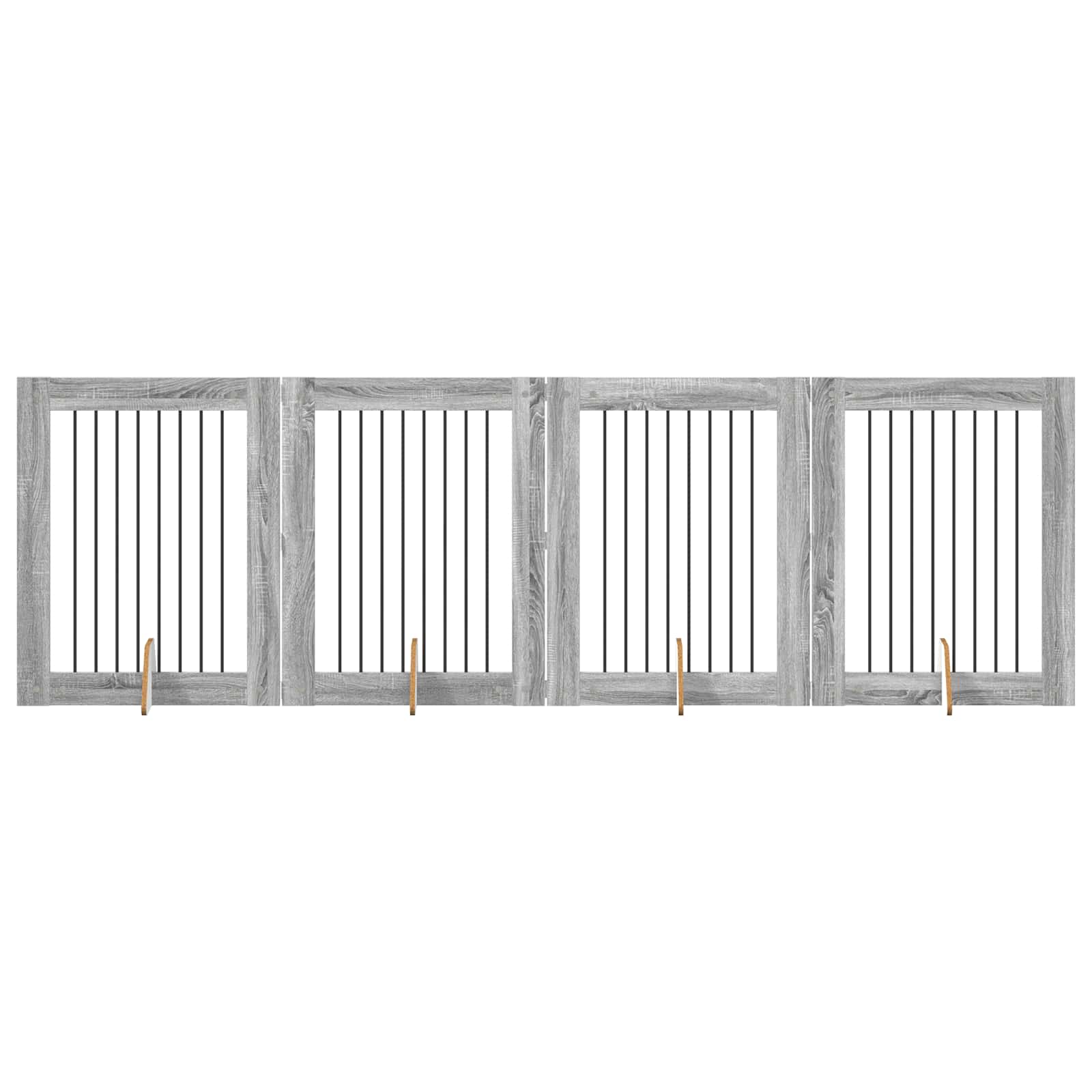 Cancello per cani con supporti 4 pcs Grigio Sonoma 80 x 100 cm | homemem39