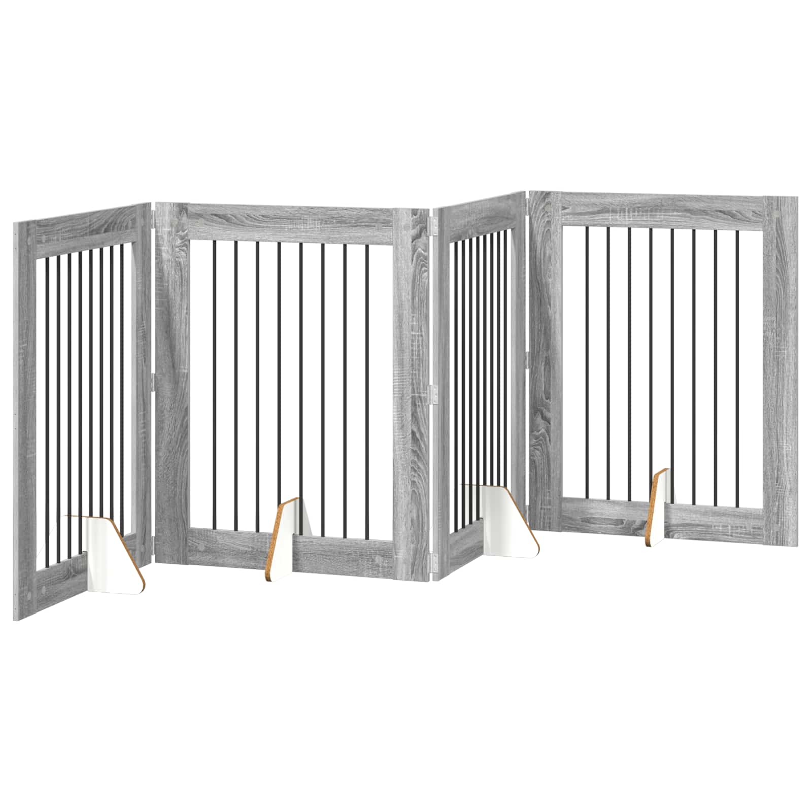 Cancello per cani con supporti 4 pcs Grigio Sonoma 80 x 100 cm | homemem39