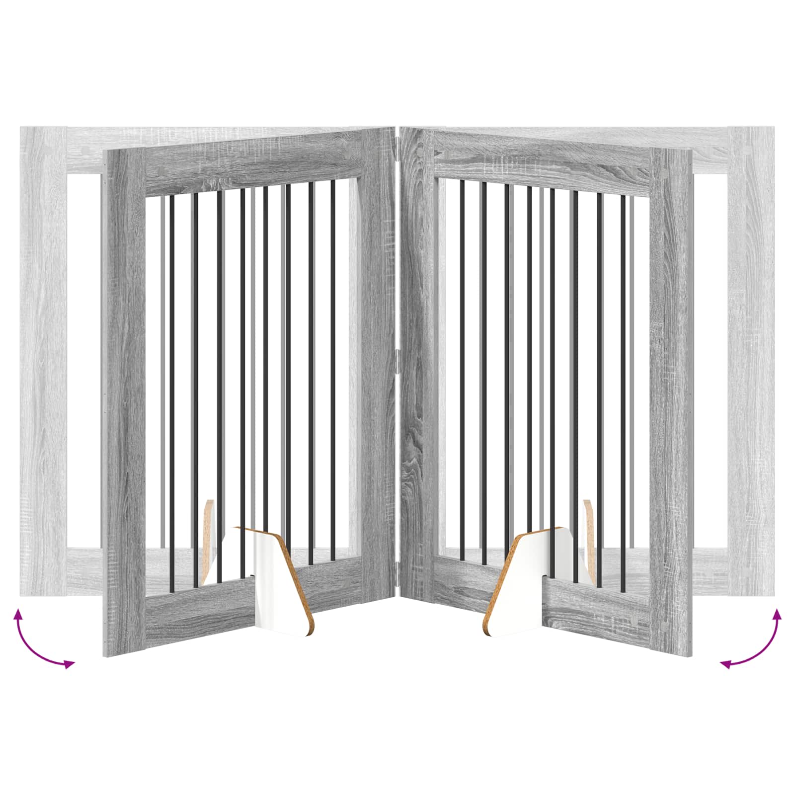 Cancello per cani con supporti 4 pcs Grigio Sonoma 80 x 100 cm | homemem39