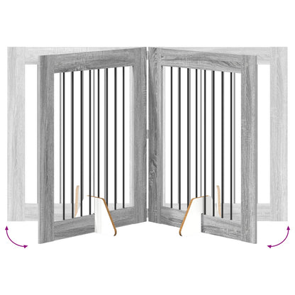 Cancello per cani con supporti 4 pcs Grigio Sonoma 80 x 100 cm | homemem39