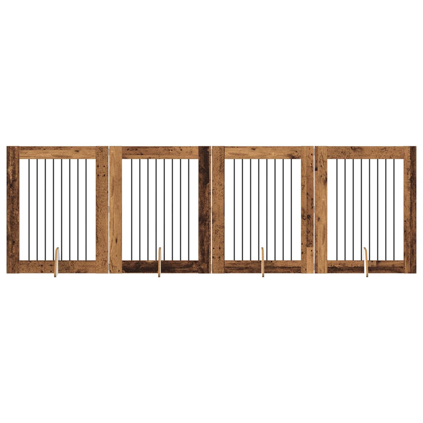Cancello per cani con supporti 4 pcs Legno antico 80 x 100 cm