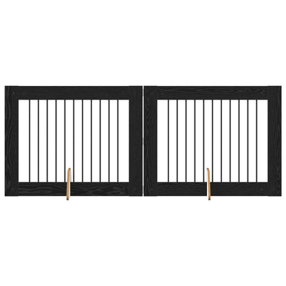 Cancello per cani con supporti 2 pcs Rovere Nero 100 x 80 cm | homemem39