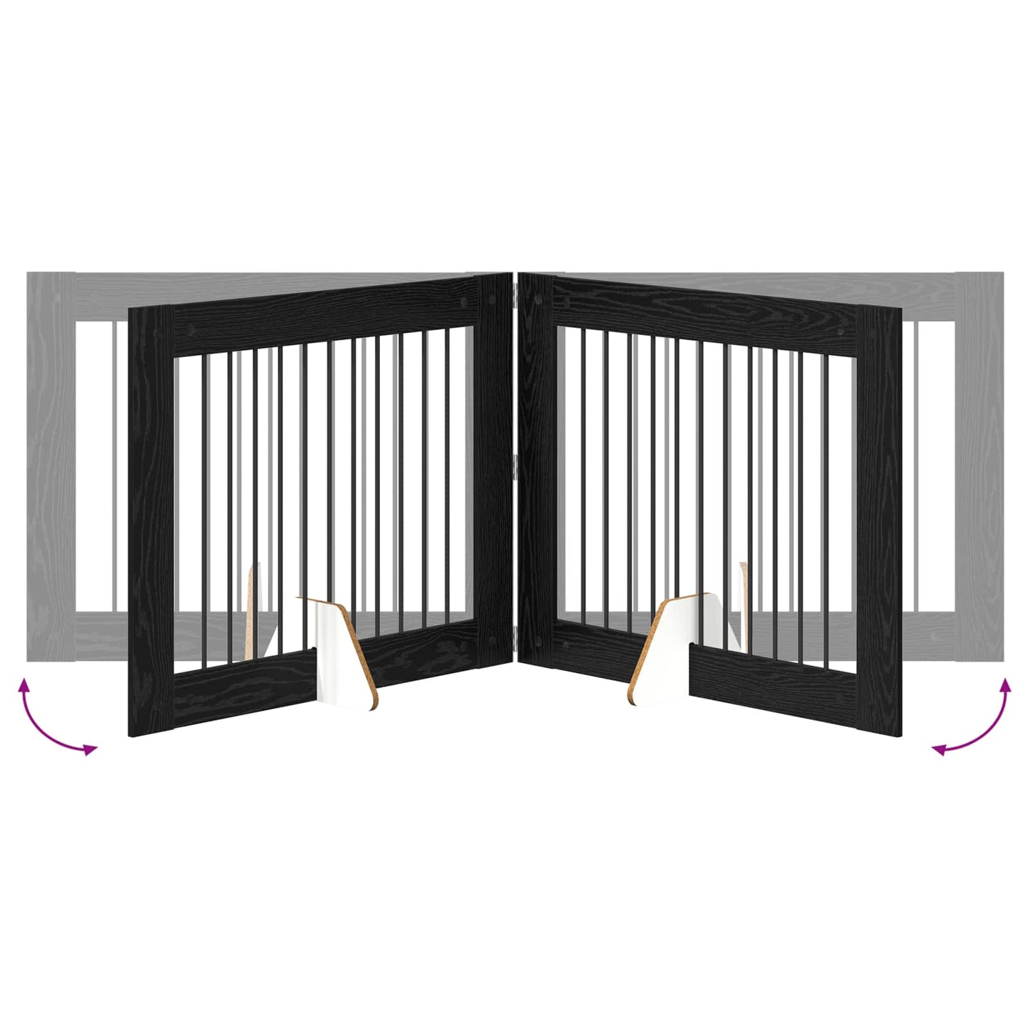 Cancello per cani con supporti 2 pcs Rovere Nero 100 x 80 cm | homemem39