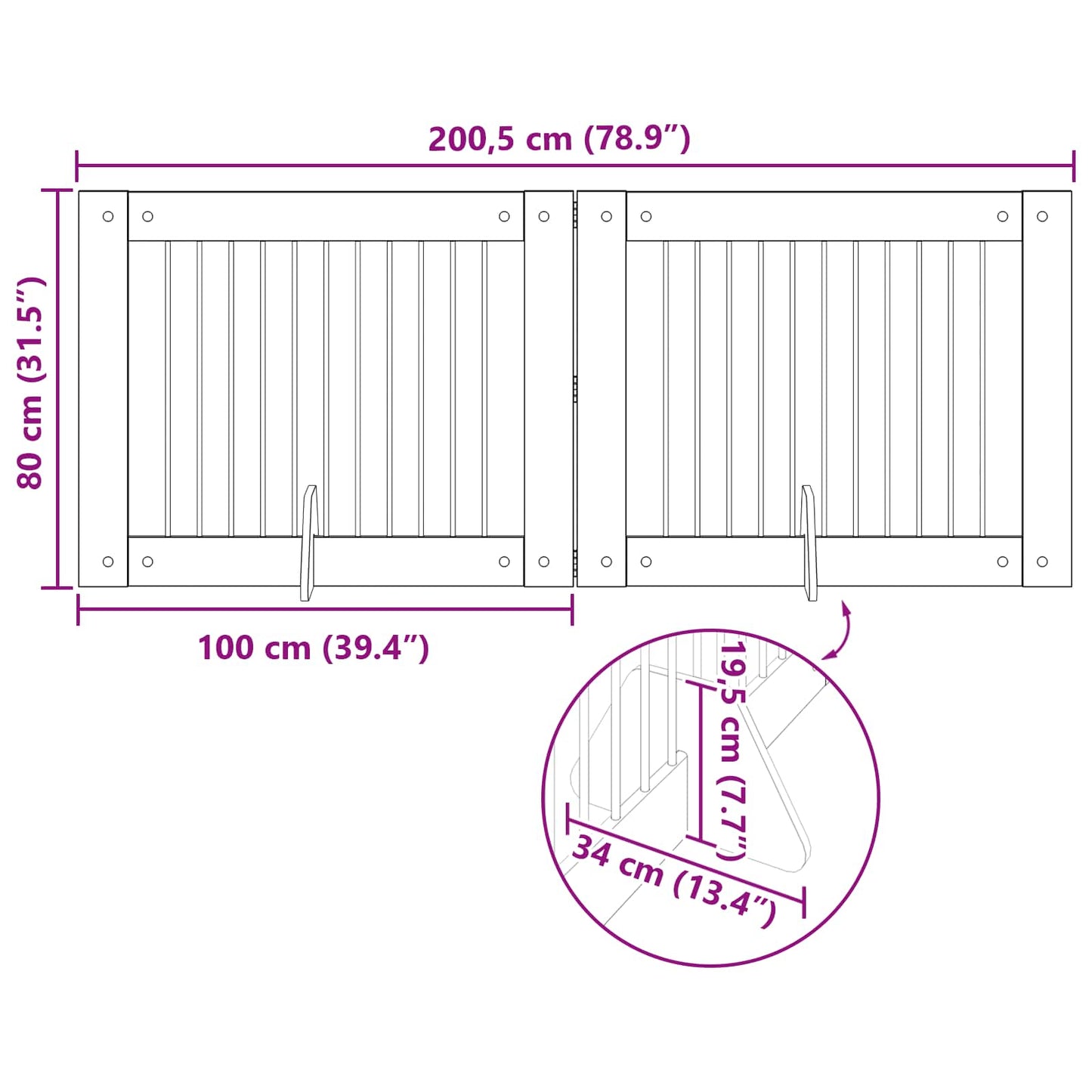 Cancello per cani con supporti 2 pcs Rovere Nero 100 x 80 cm | homemem39