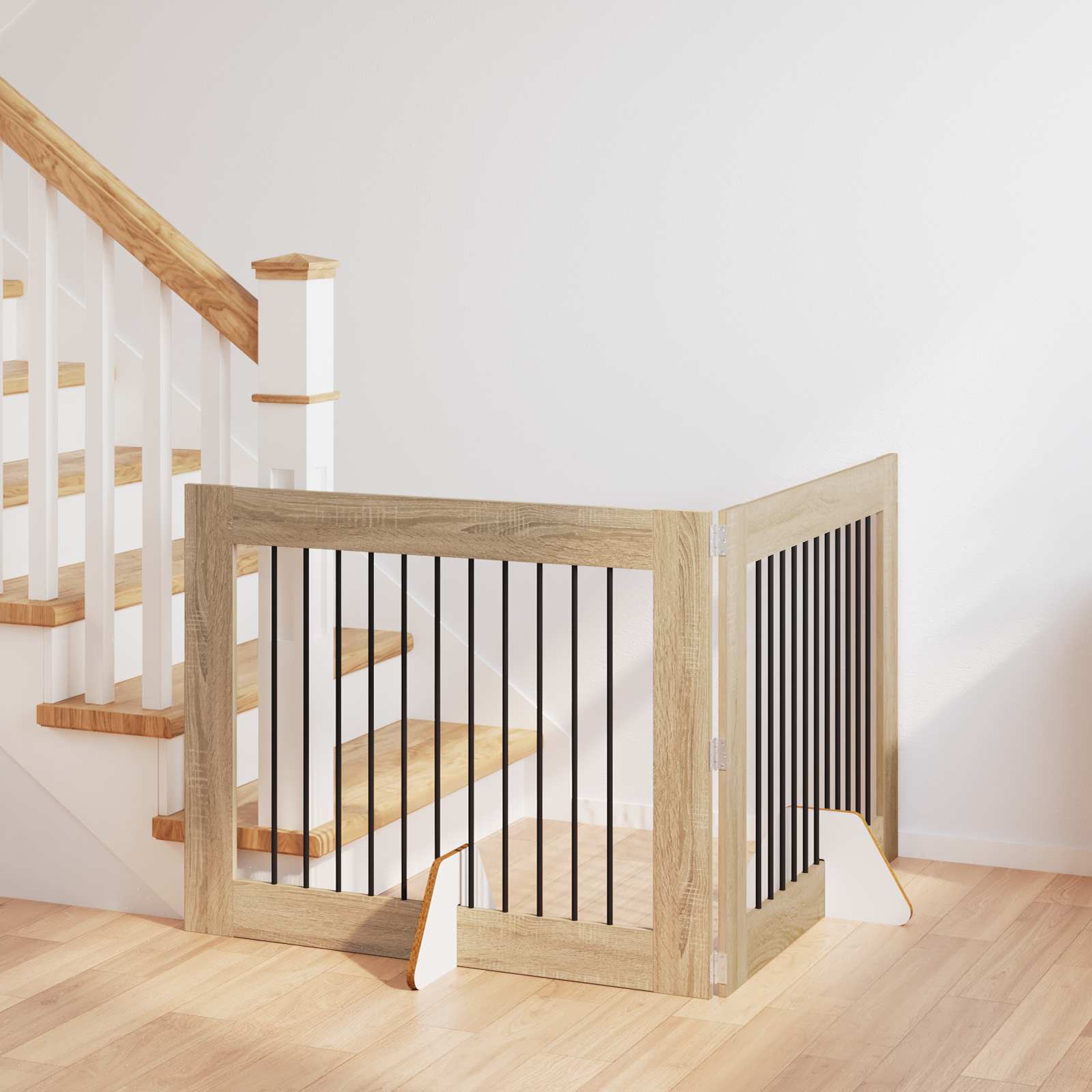 Cancello per cani con supporti 2 pcs Rovere Sonoma 100 x 80 cm | homemem39