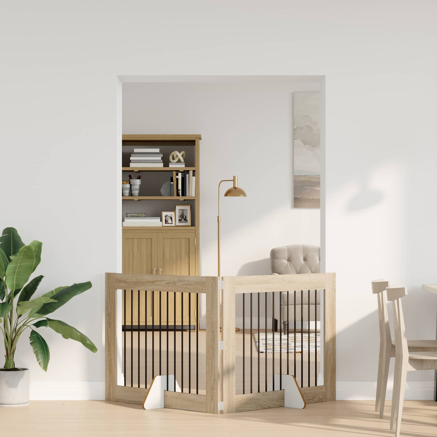 Cancello per cani con supporti 2 pcs Rovere Sonoma 100 x 80 cm | homemem39