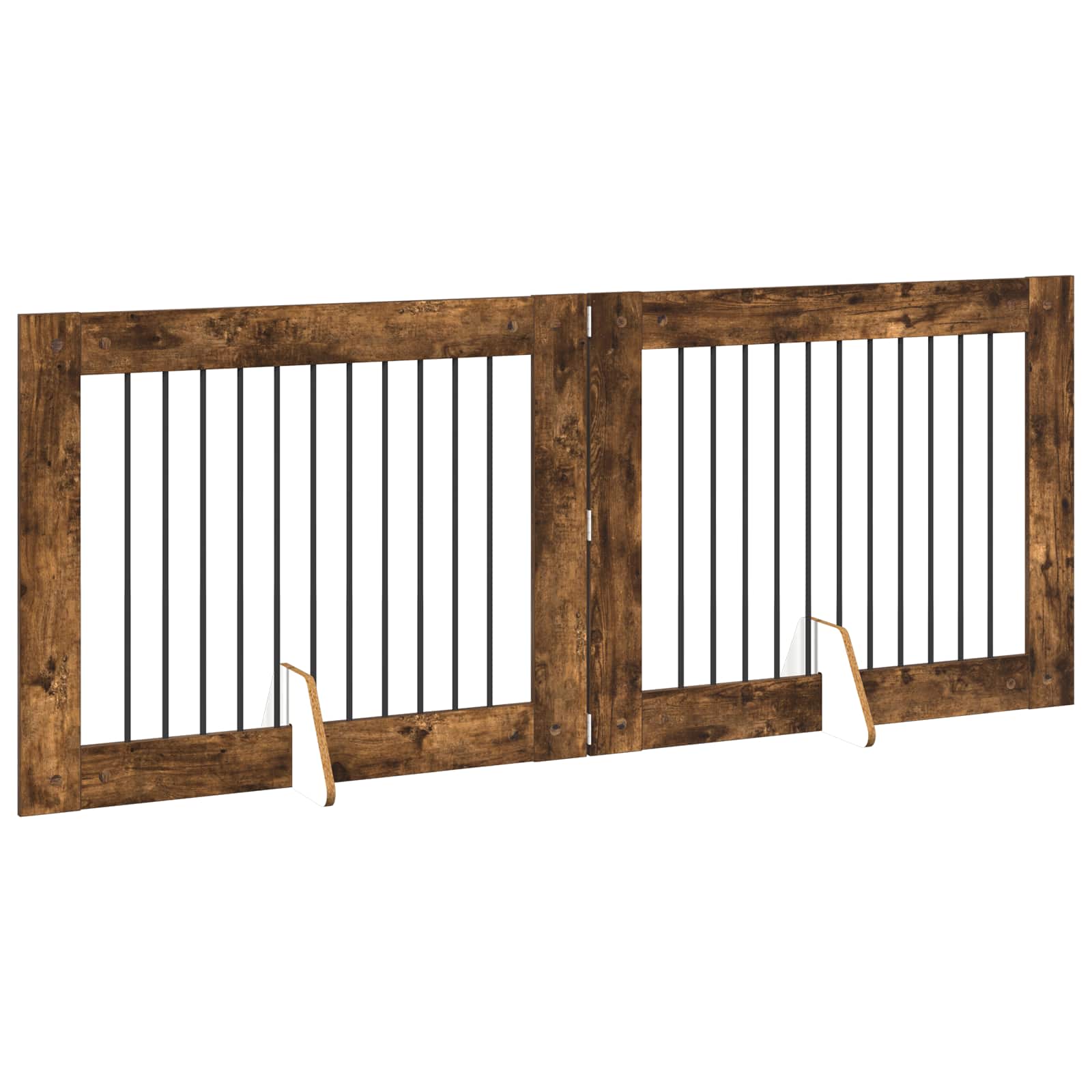 Cancello per cani con supporti 2 pcs Rovere Fumo 100 x 80 cm | homemem39