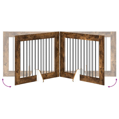 Cancello per cani con supporti 2 pcs Rovere Fumo 100 x 80 cm | homemem39