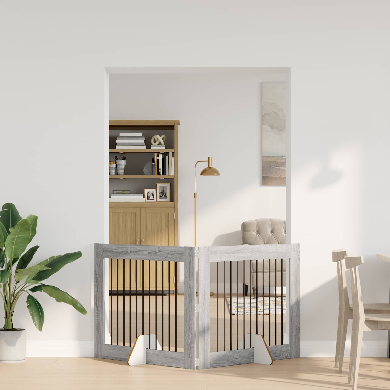 Cancello per cani con supporti 2 pcs Grigio Sonoma 100 x 80 cm | homemem39