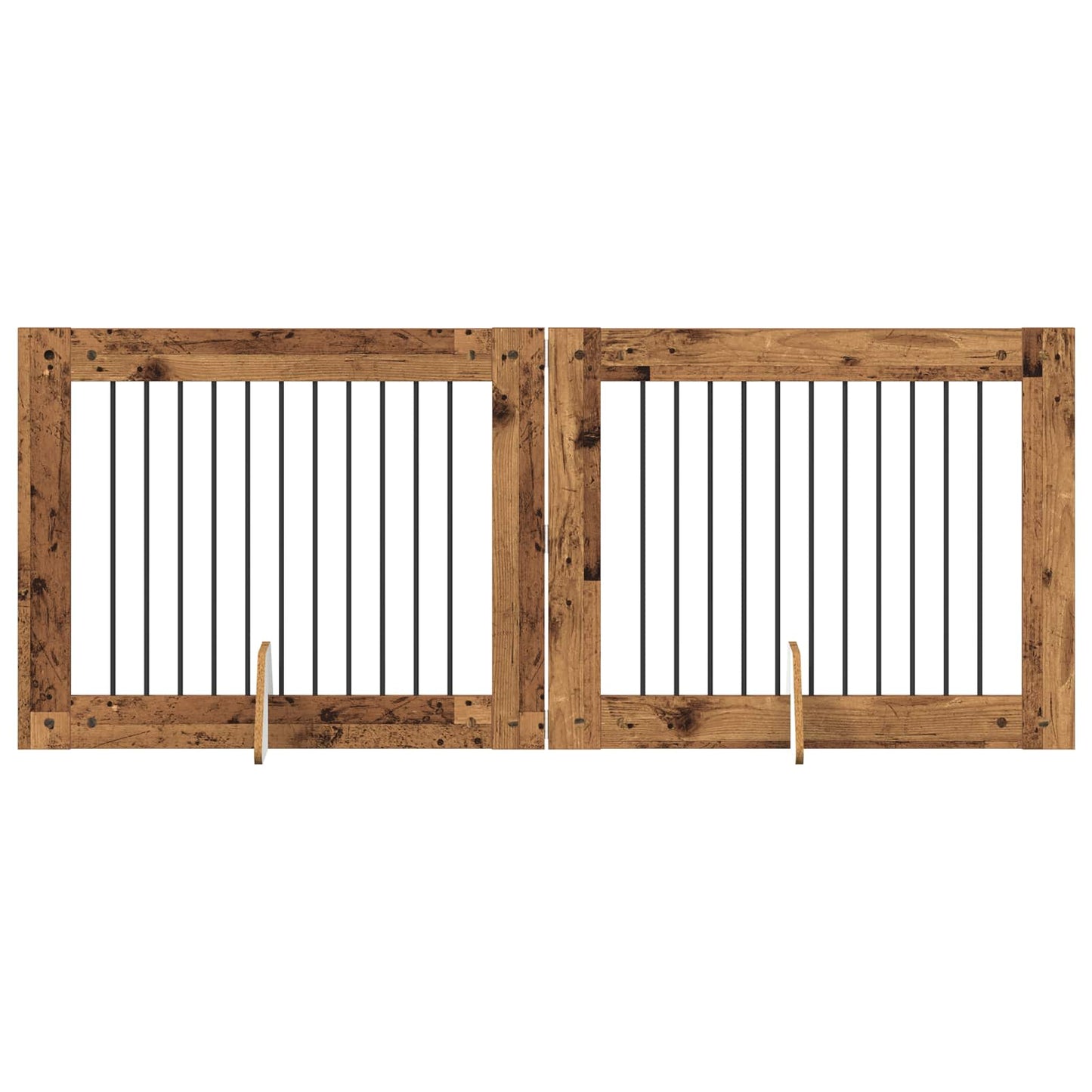 Cancello per cani con supporti 2 pcs Legno antico 100 x 80 cm