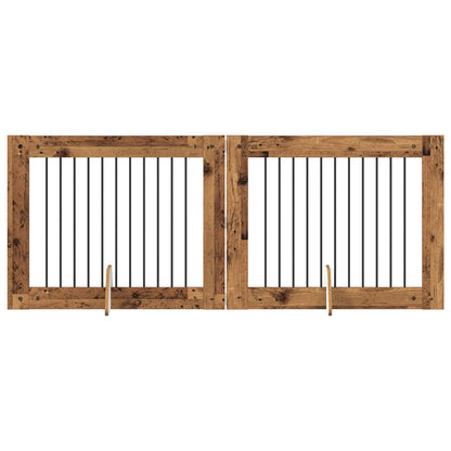 Cancello per cani con supporti 2 pcs Legno antico 100 x 80 cm
