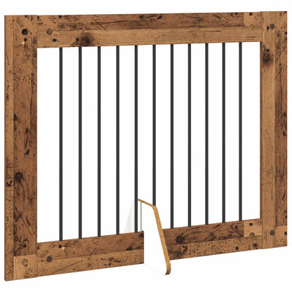 Cancello per cani con supporti 2 pcs Legno antico 100 x 80 cm