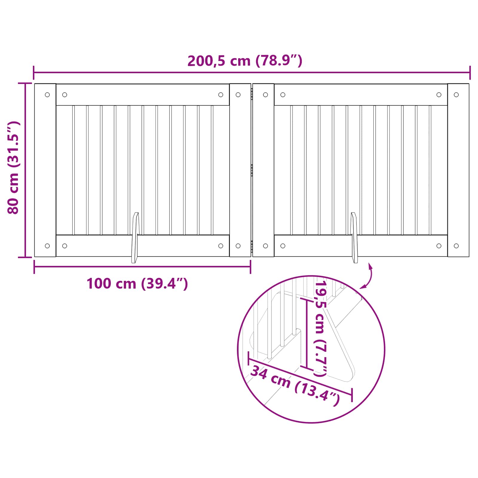 Cancello per cani con supporti 2 pcs Rovere Artigianale | homemem39