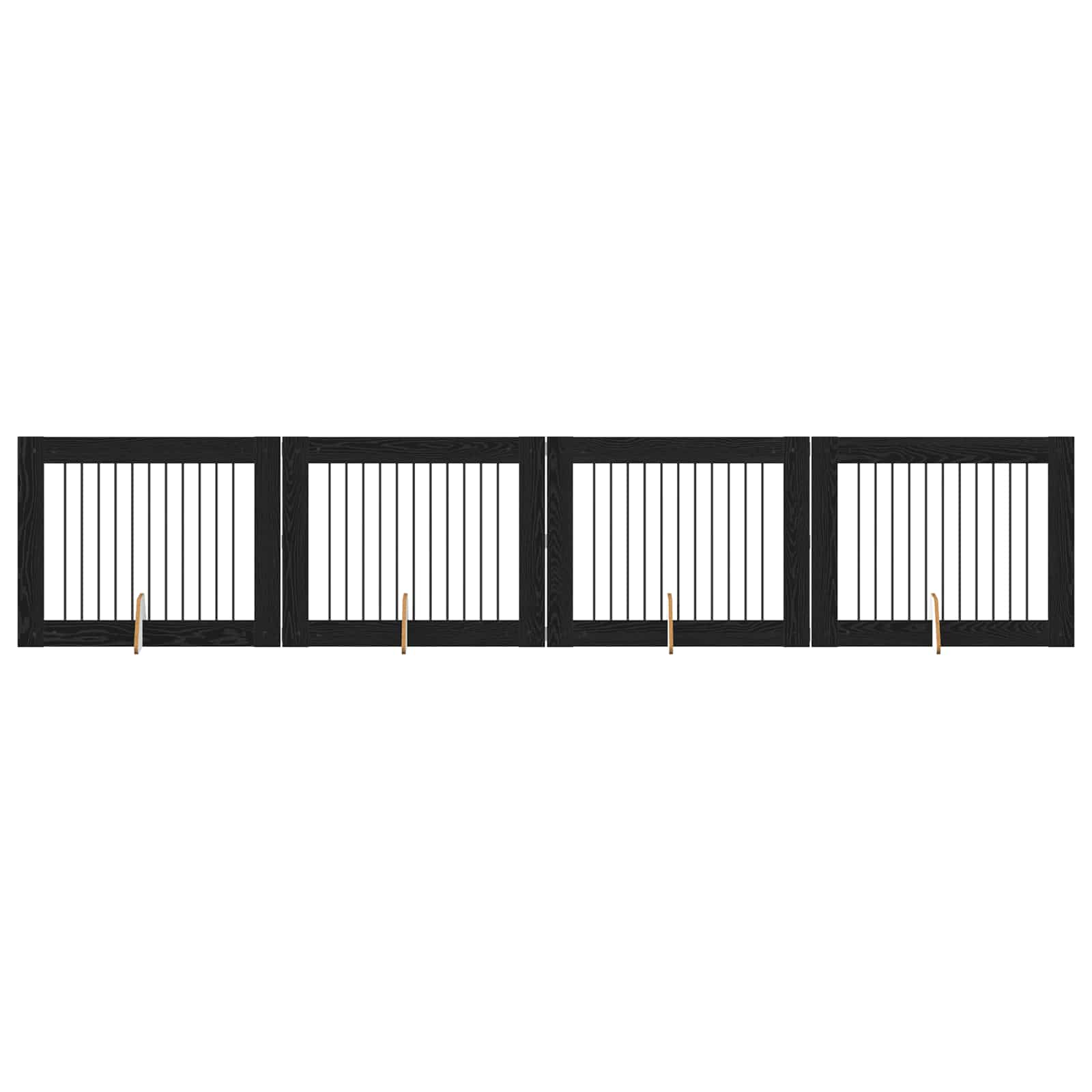 Cancello per cani con supporti 4 pcs Rovere Nero 100 x 80 cm | homemem39