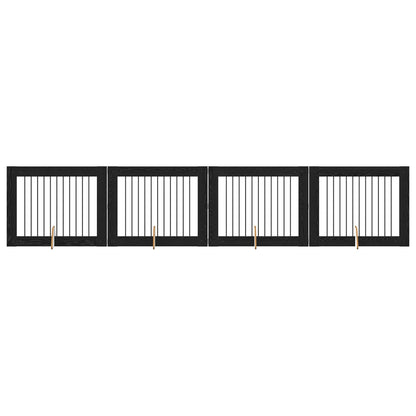 Cancello per cani con supporti 4 pcs Rovere Nero 100 x 80 cm | homemem39