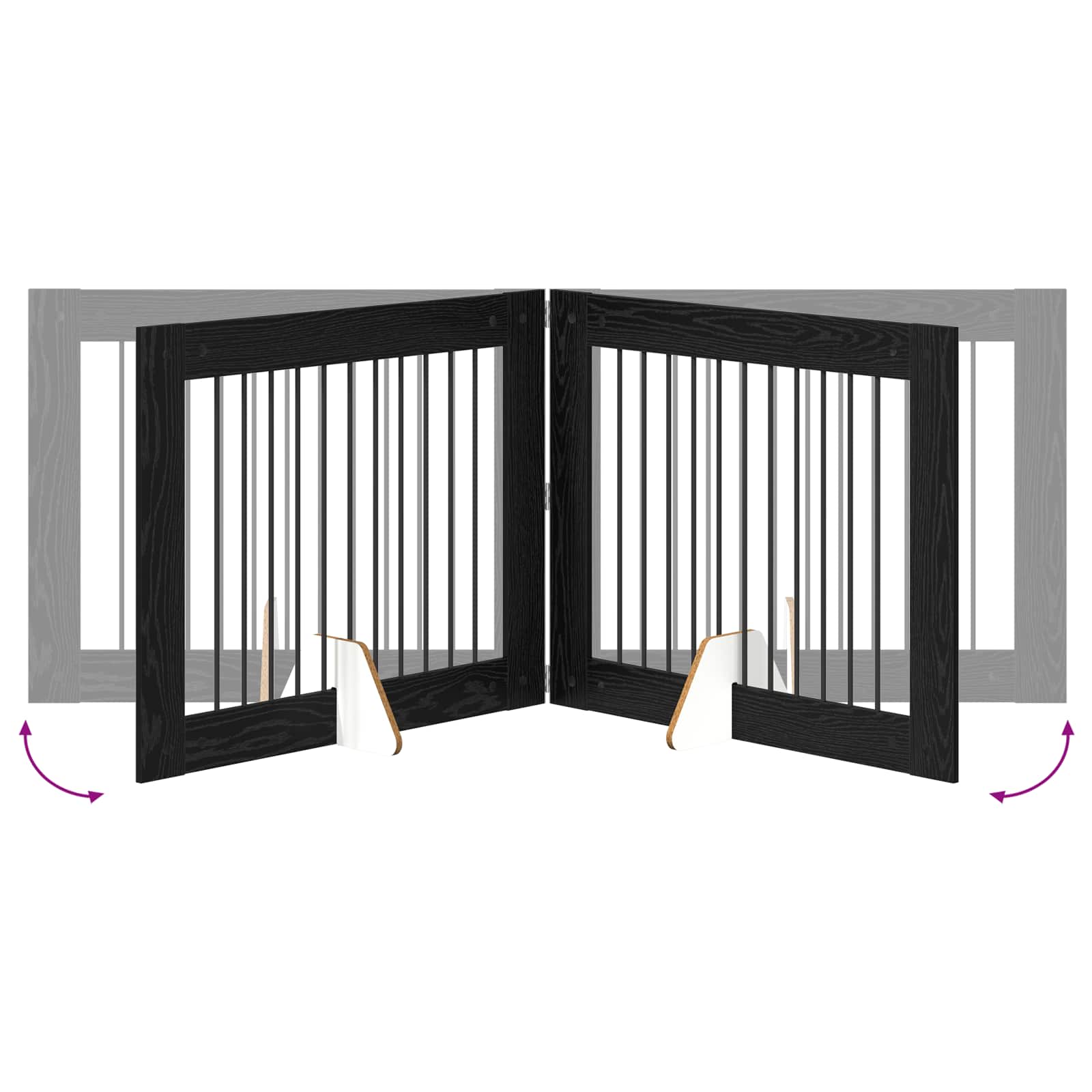 Cancello per cani con supporti 4 pcs Rovere Nero 100 x 80 cm | homemem39