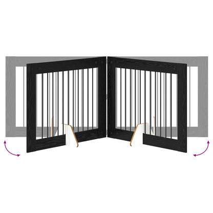 Cancello per cani con supporti 4 pcs Rovere Nero 100 x 80 cm | homemem39