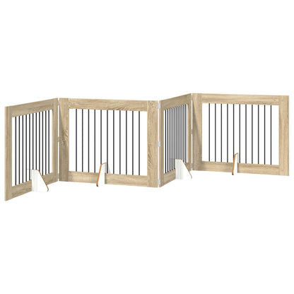 Cancello per cani con supporti 4 pcs Rovere Sonoma 100 x 80 cm | homemem39