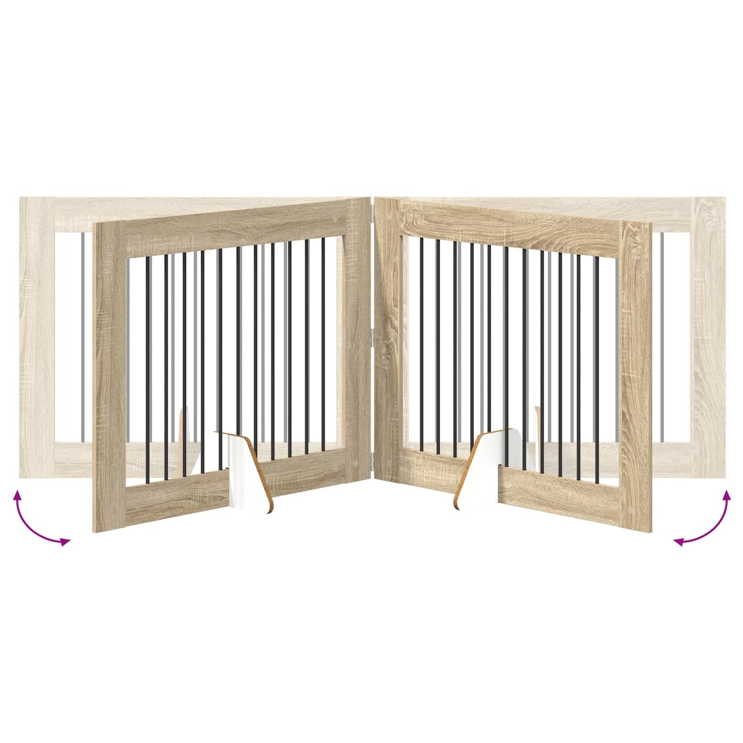 Cancello per cani con supporti 4 pcs Rovere Sonoma 100 x 80 cm | homemem39