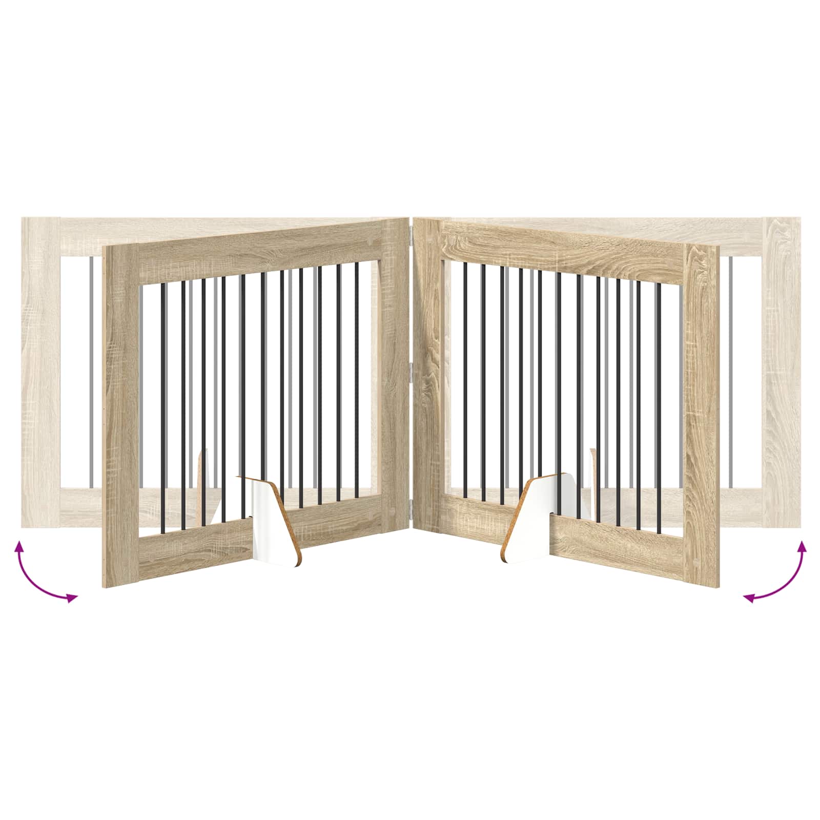 Cancello per cani con supporti 4 pcs Rovere Sonoma 100 x 80 cm | homemem39