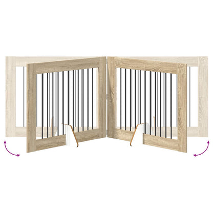 Cancello per cani con supporti 4 pcs Rovere Sonoma 100 x 80 cm | homemem39