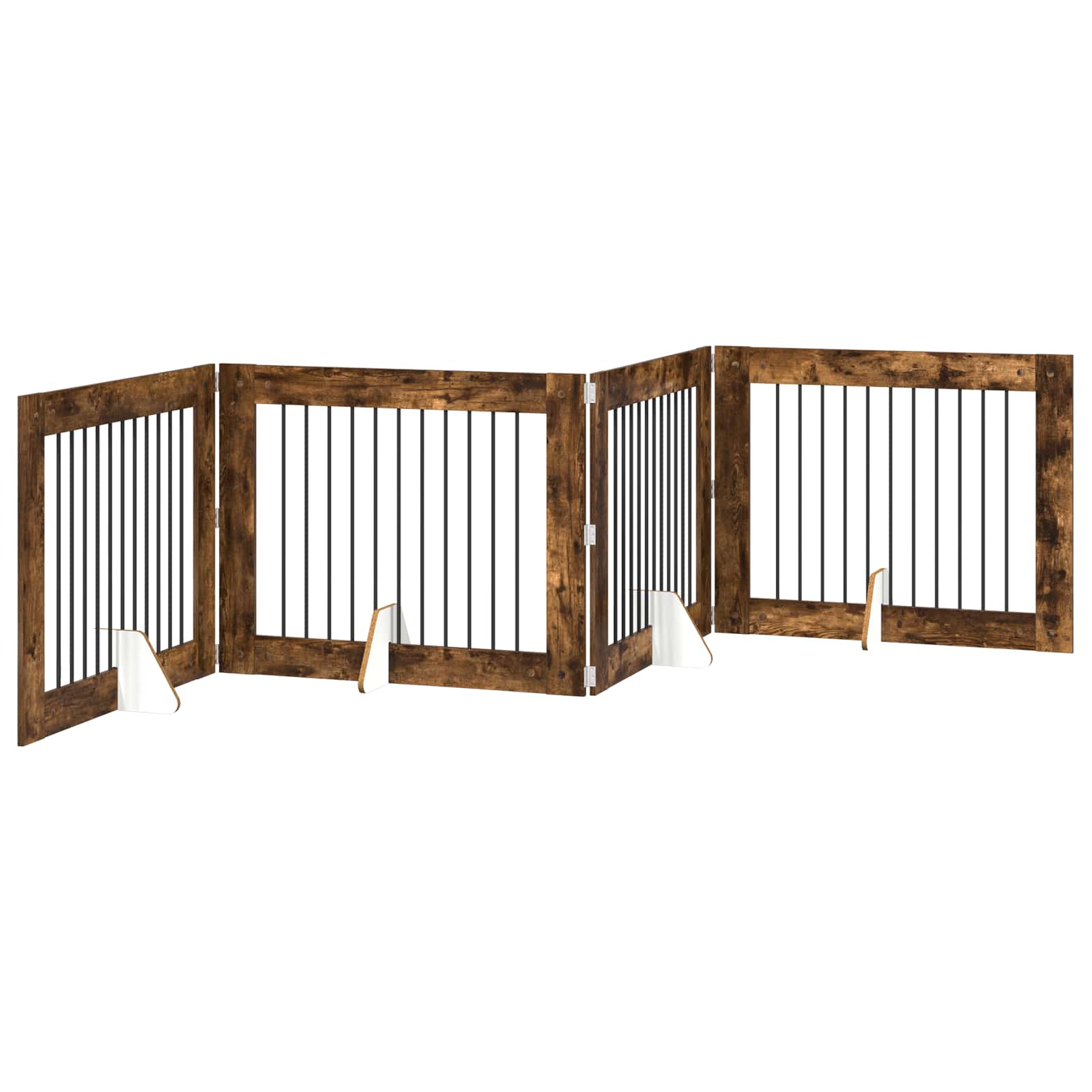 Cancello per cani con supporti 4 pcs Rovere Fumo 100 x 80 cm | homemem39
