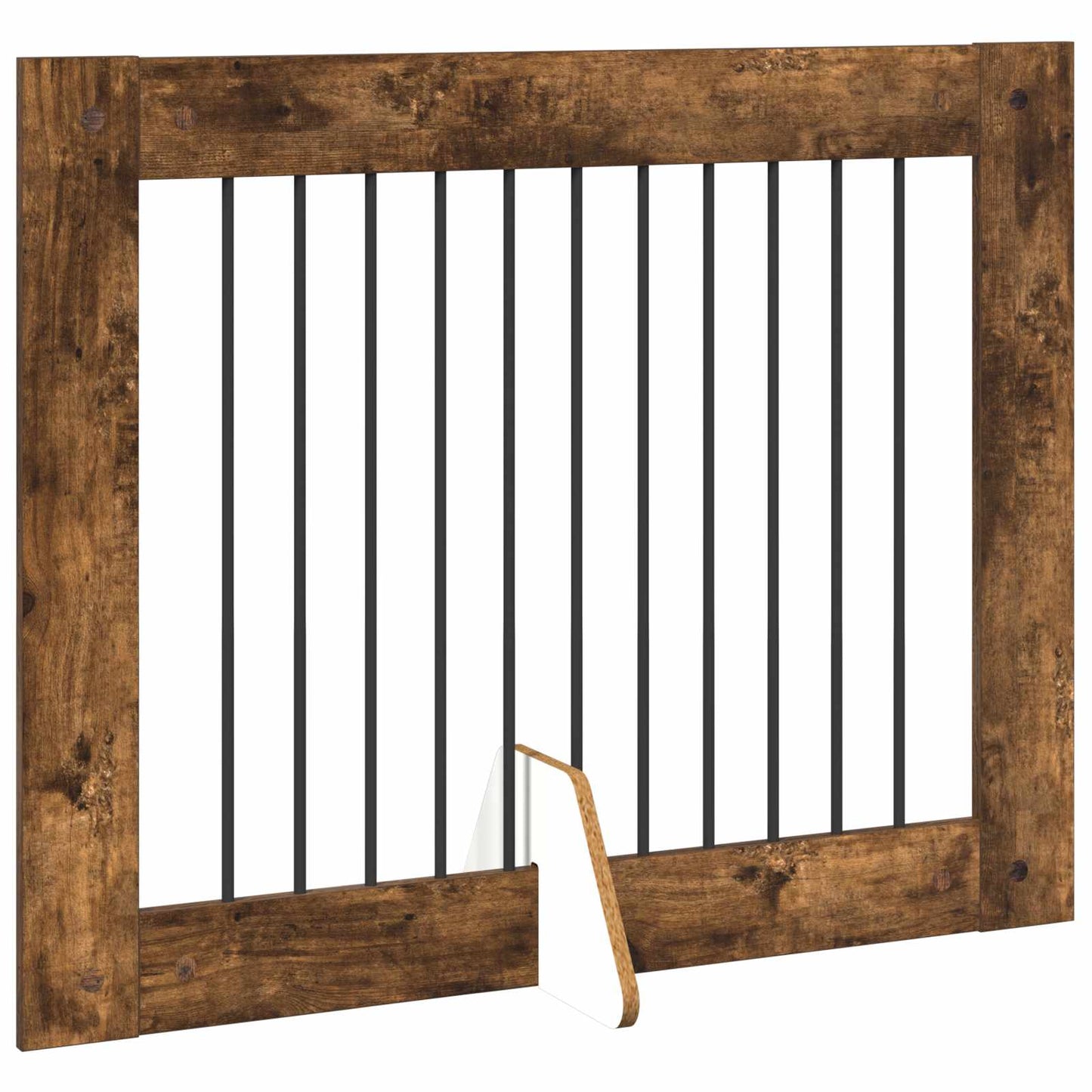 Cancello per cani con supporti 4 pcs Rovere Fumo 100 x 80 cm | homemem39