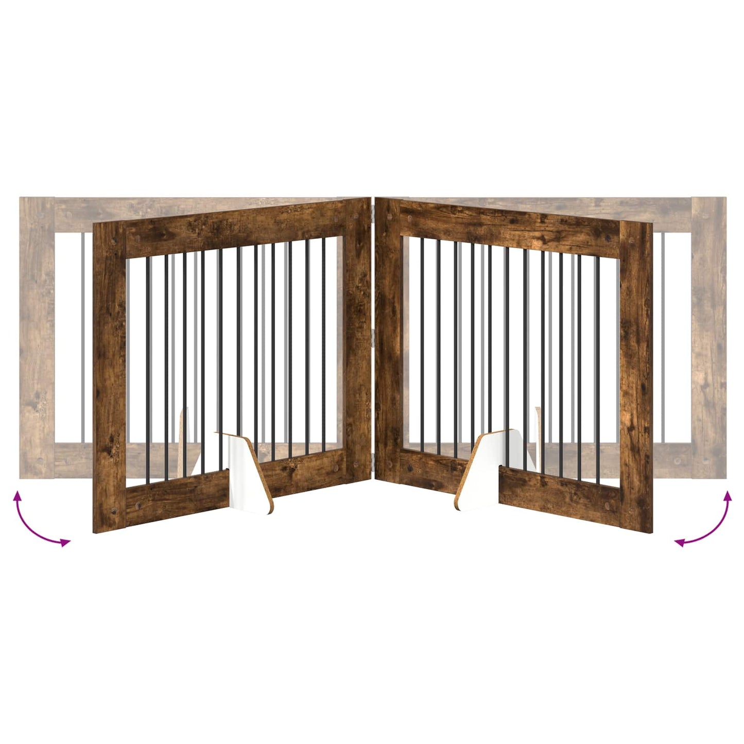 Cancello per cani con supporti 4 pcs Rovere Fumo 100 x 80 cm | homemem39