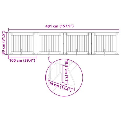 Cancello per cani con supporti 4 pcs Rovere Fumo 100 x 80 cm | homemem39