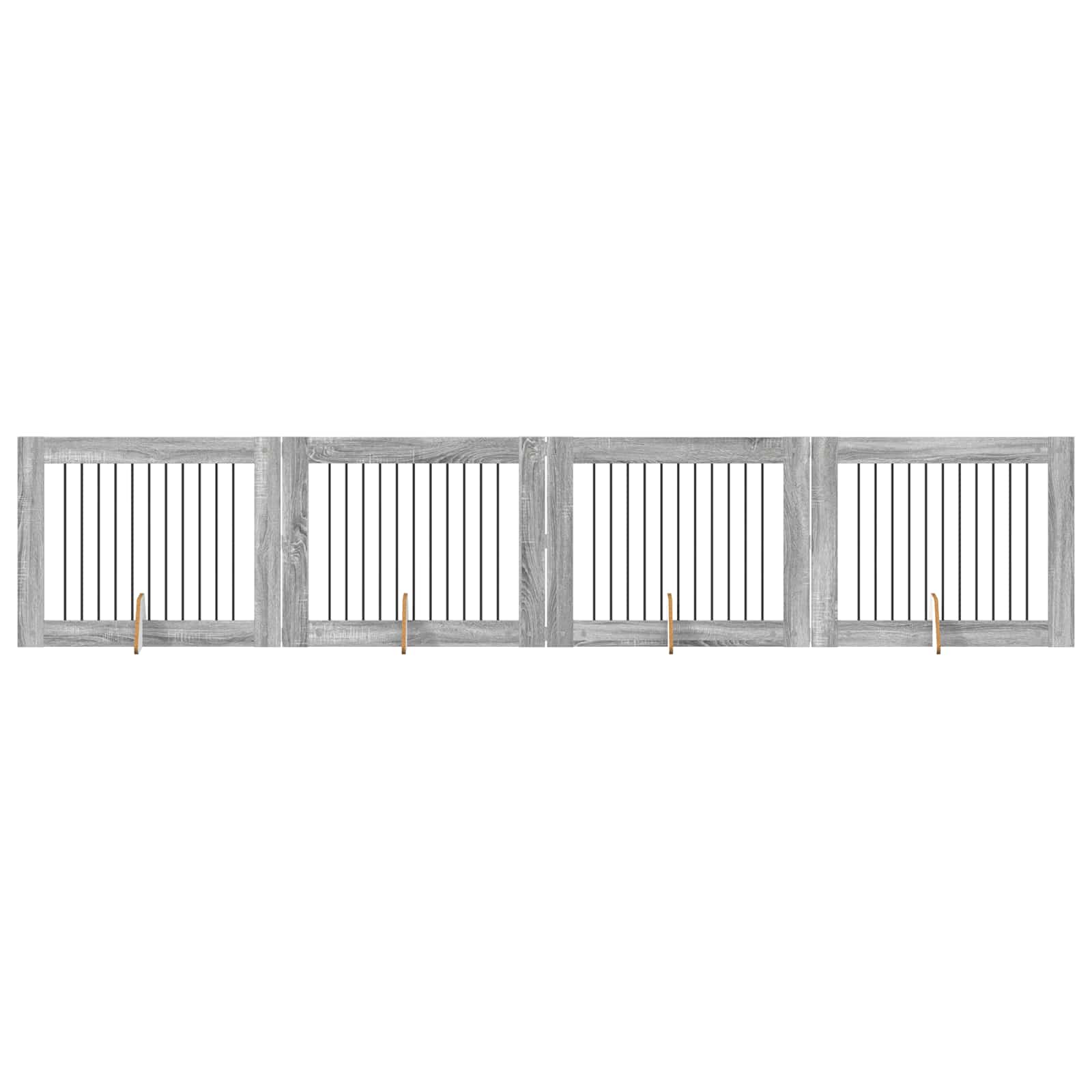 Cancello per cani con supporti 4 pcs Grigio Sonoma 100 x 80 cm | homemem39