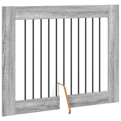 Cancello per cani con supporti 4 pcs Grigio Sonoma 100 x 80 cm | homemem39
