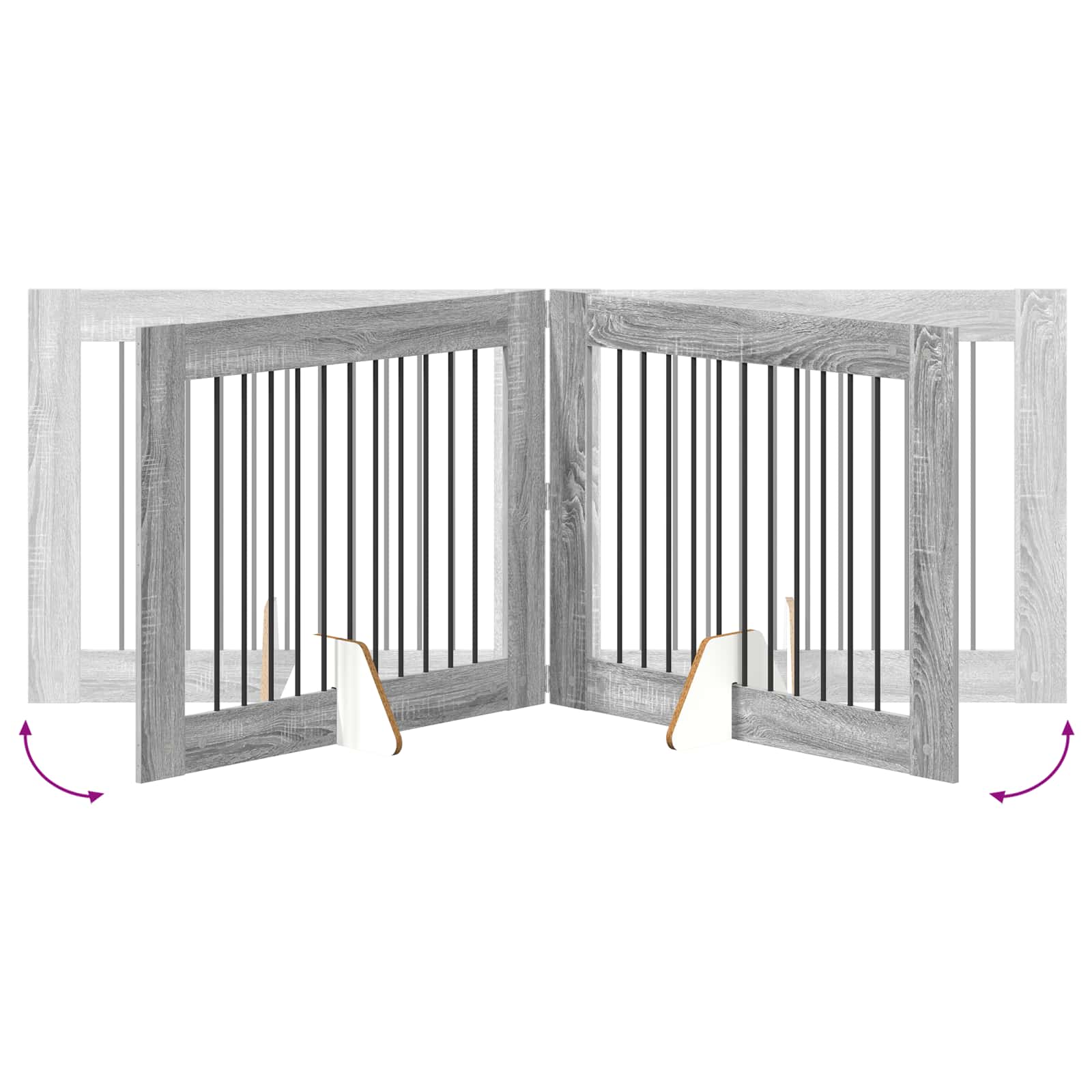 Cancello per cani con supporti 4 pcs Grigio Sonoma 100 x 80 cm | homemem39