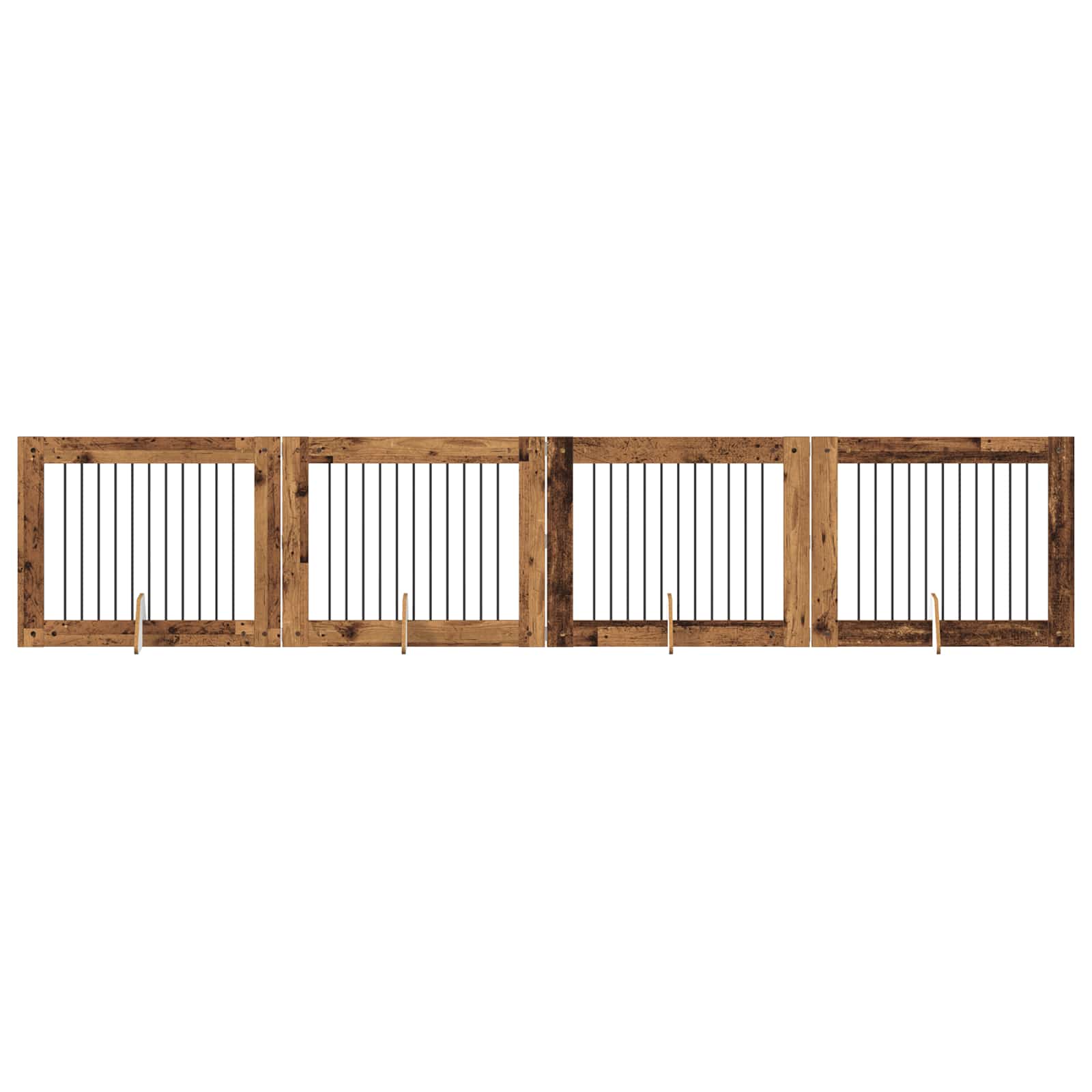 Cancello per cani con supporti 4 pcs Legno antico 100 x 80 cm | homemem39