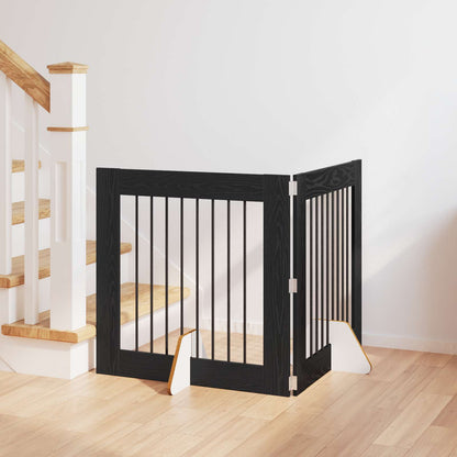 Cancello per cani con supporti 2 pcs Rovere Nero 80 x 80 cm