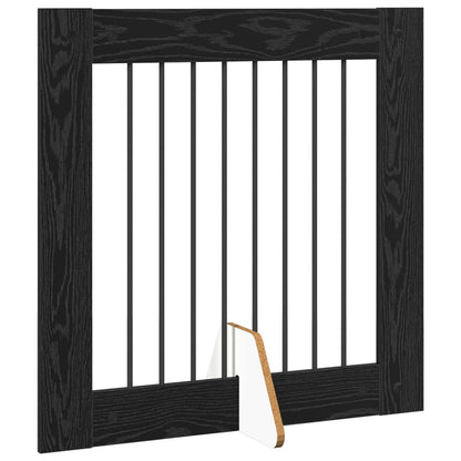 Cancello per cani con supporti 2 pcs Rovere Nero 80 x 80 cm | homemem39