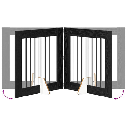Cancello per cani con supporti 2 pcs Rovere Nero 80 x 80 cm | homemem39