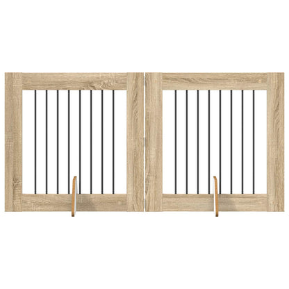 Cancello per cani con supporti 2 pcs Rovere Sonoma 80 x 80 cm | homemem39