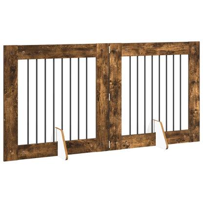 Cancello per cani con supporti 2 pcs Rovere Fumo 80 x 80 cm