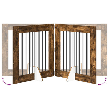 Cancello per cani con supporti 2 pcs Rovere Fumo 80 x 80 cm