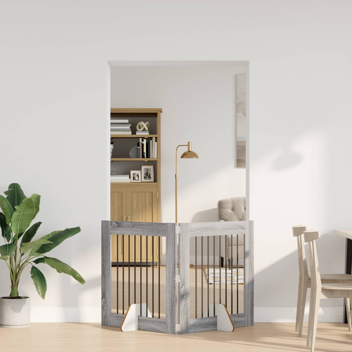 Cancello per cani con supporti 2 pcs Grigio Sonoma 80 x 80 cm | homemem39