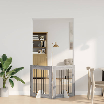 Cancello per cani con supporti 2 pcs Grigio Sonoma 80 x 80 cm | homemem39