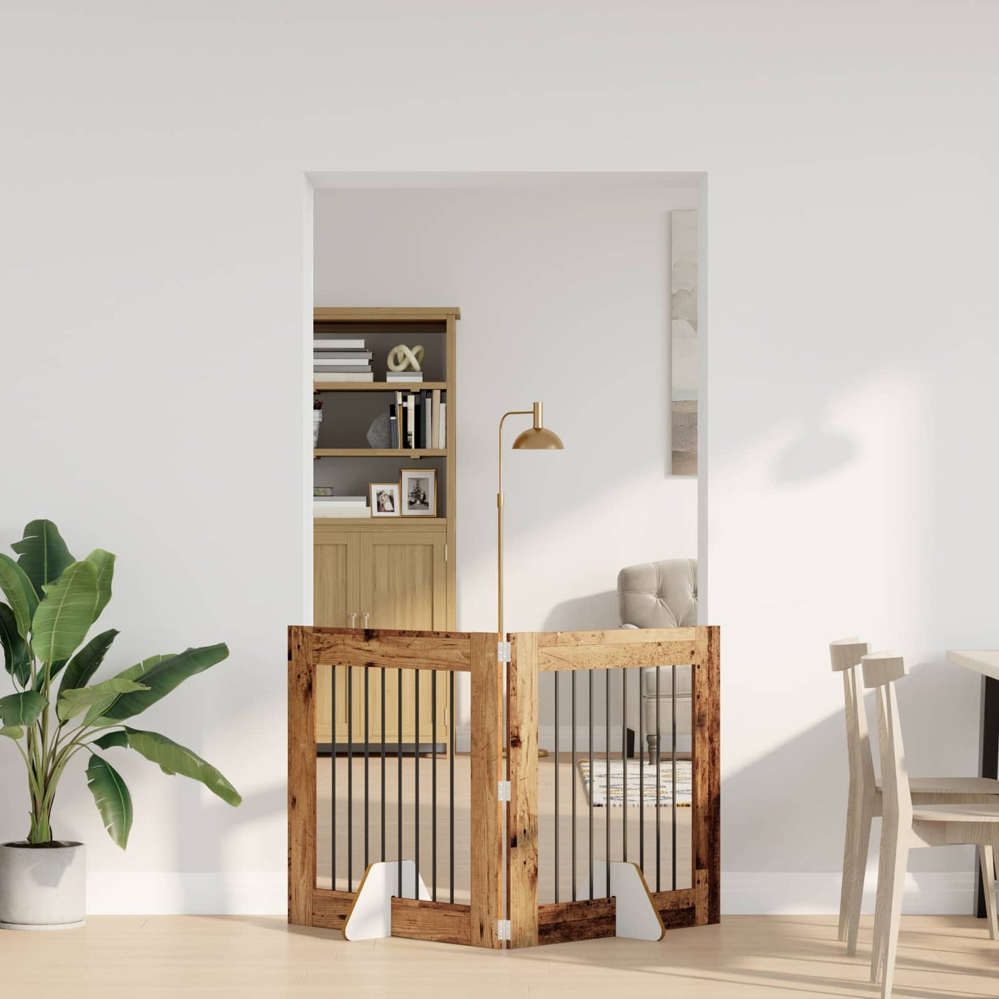 Cancello per cani con supporti 2 pcs Legno antico 80 x 80 cm | homemem39
