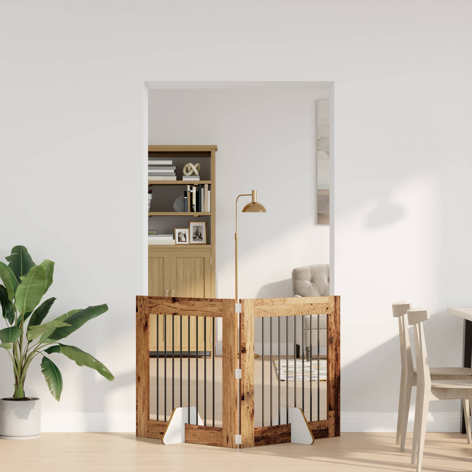 Cancello per cani con supporti 2 pcs Legno antico 80 x 80 cm | homemem39